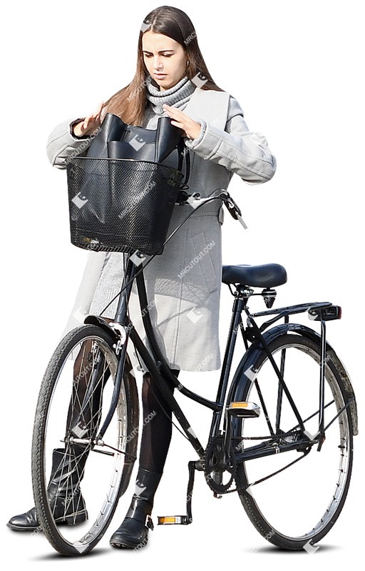 Woman cycling entourage people (11307)