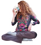 Woman drinking coffee people png (2014) - miniature