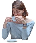 Woman drinking coffee  (6262) - miniature