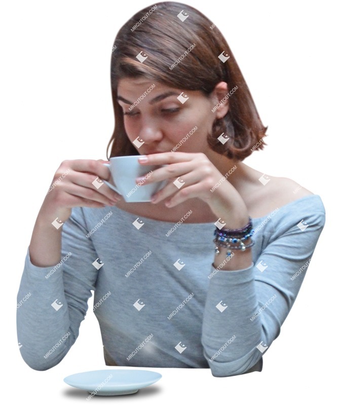 Woman drinking coffee human png (6262)