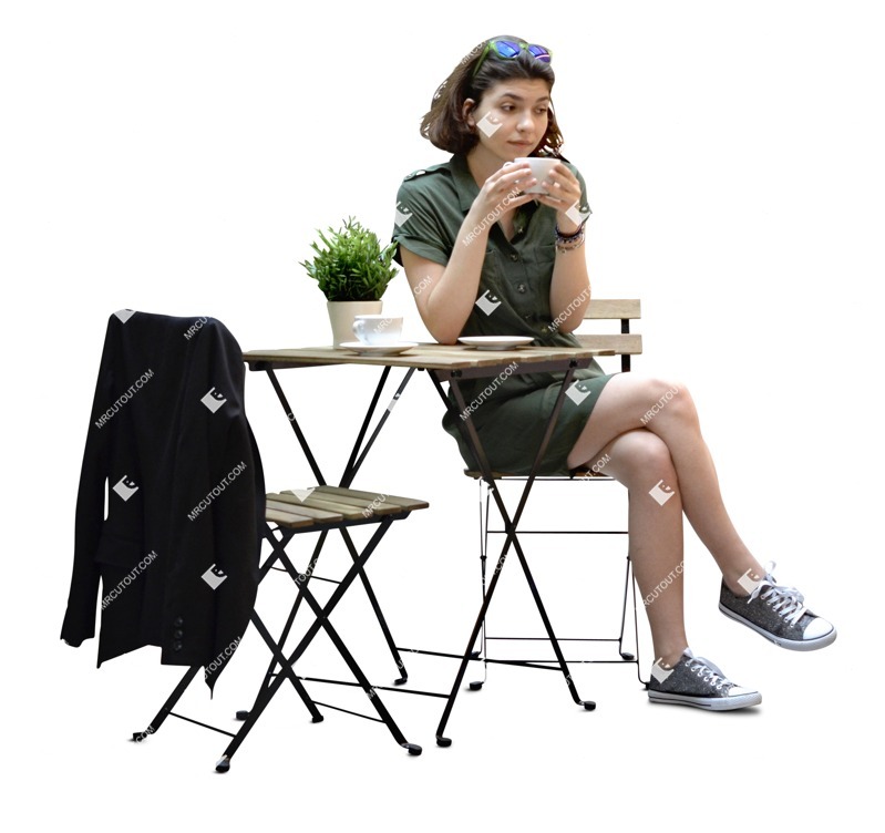 Woman drinking coffee people png (6934)