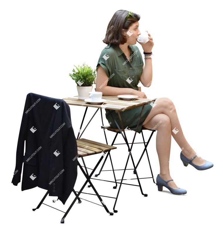 Woman drinking coffee people png (6932)