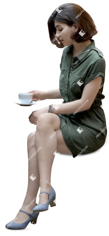 Woman drinking coffee people png (6903)