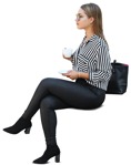 Woman drinking coffee  (7914) - miniature