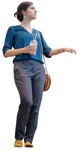 Woman drinking coffee cut out people (8473) - miniature