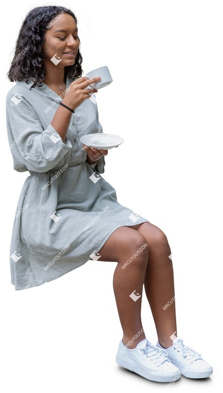Woman drinking coffee person png (9529)