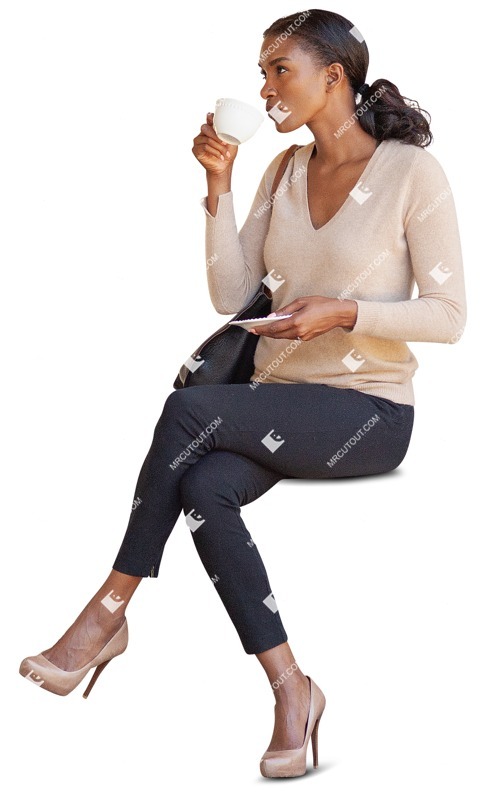 Woman drinking coffee person png (10378)