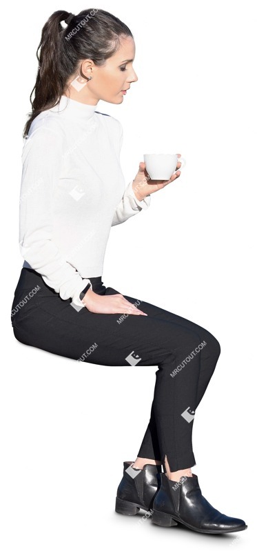 Woman drinking coffee person png (10925)