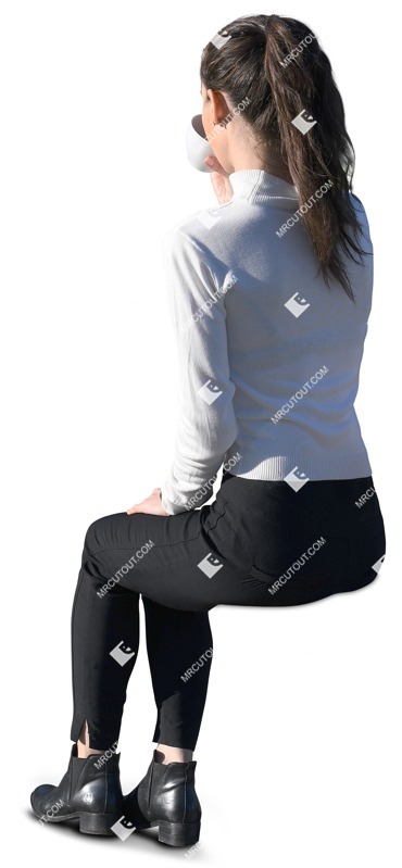Woman drinking coffee cut out people (10924)