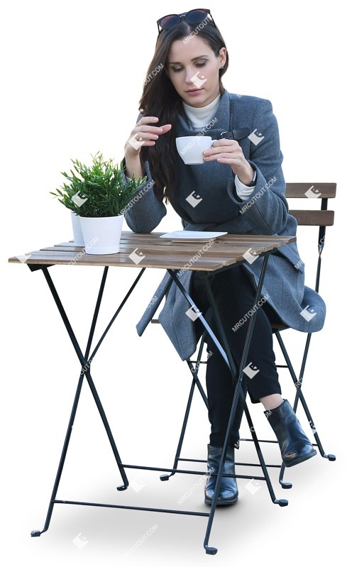 Woman drinking coffee cut out pictures (10916)