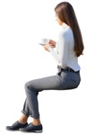 Woman drinking coffee people png (10721) - miniature
