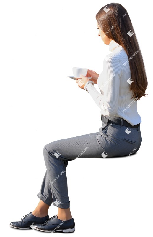 Woman drinking coffee people png (10278)