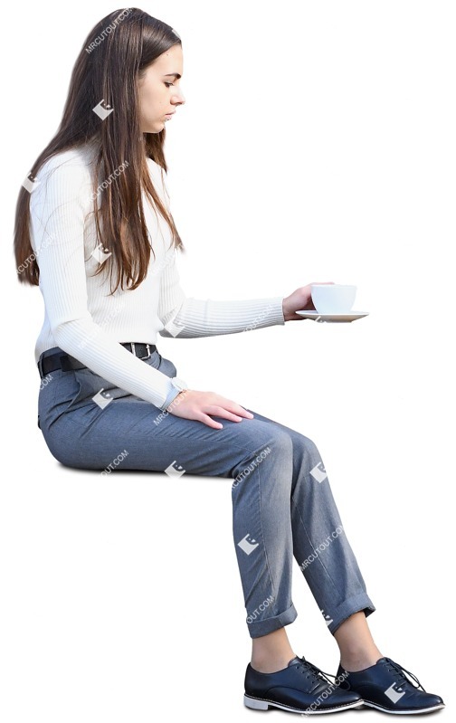 Woman drinking coffee people png (10275)
