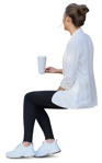Woman drinking coffee cut out people (10876) - miniature
