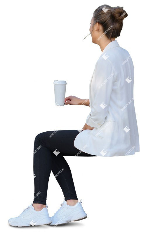 Woman drinking coffee cut out people (10671)