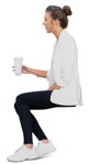 Woman drinking coffee cut out people (10878) - miniature