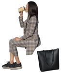 Woman drinking coffee people png (12115) - miniature