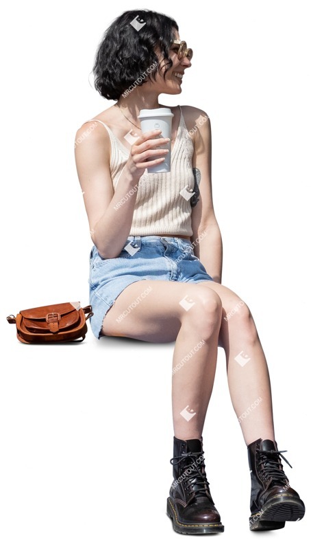 Woman drinking coffee entourage people (13976)