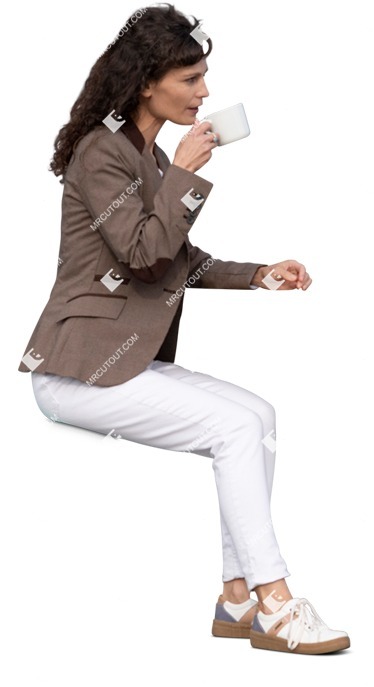 Woman drinking coffee people png (14269)