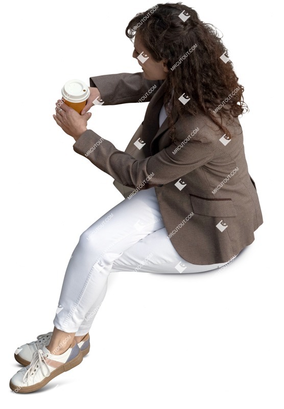 Woman drinking coffee people png (15099)