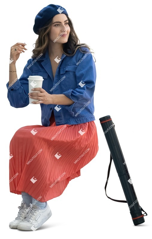 Woman drinking coffee people png (12091)