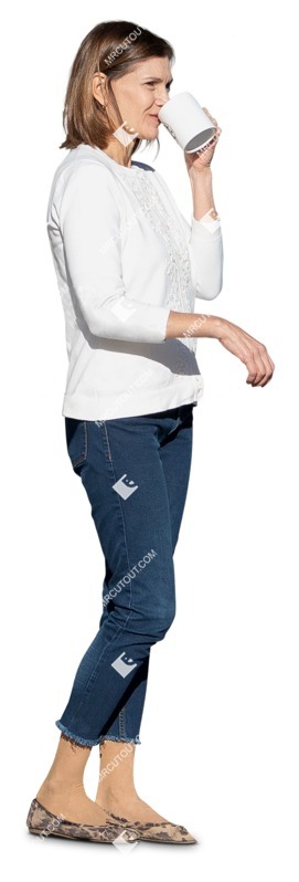 Woman drinking coffee people png (16035)