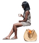 Woman drinking coffee  (19647) - miniature