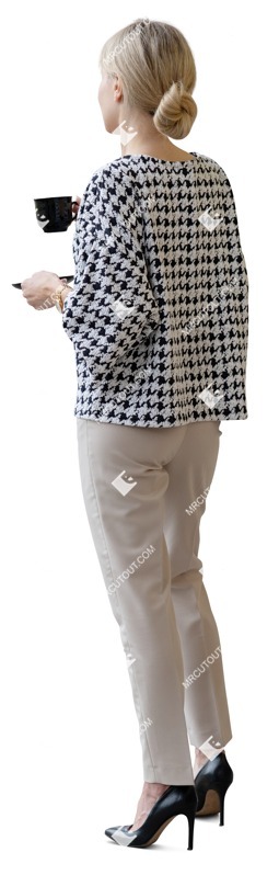 Woman drinking coffee people cutouts (19870)