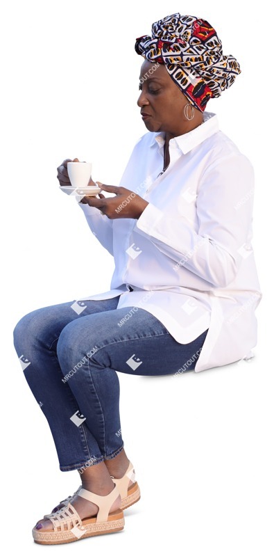 Woman drinking coffee cut out people (19745)