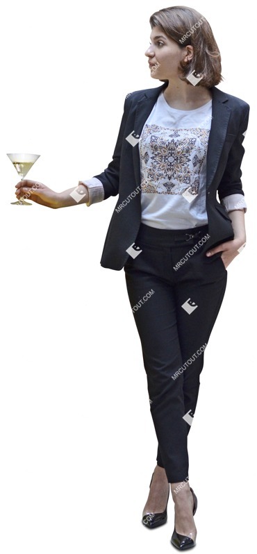 Woman drinking wine cut out people (6184)