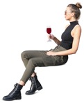 Woman drinking wine human png (9823) - miniature