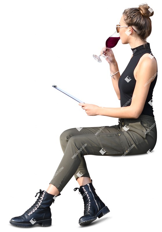 Woman drinking wine human png (9820)