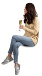 Woman drinking wine  (11648) - miniature