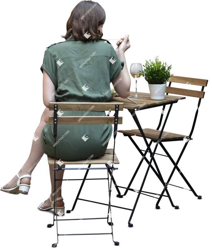 Woman eating seated people png (6118)