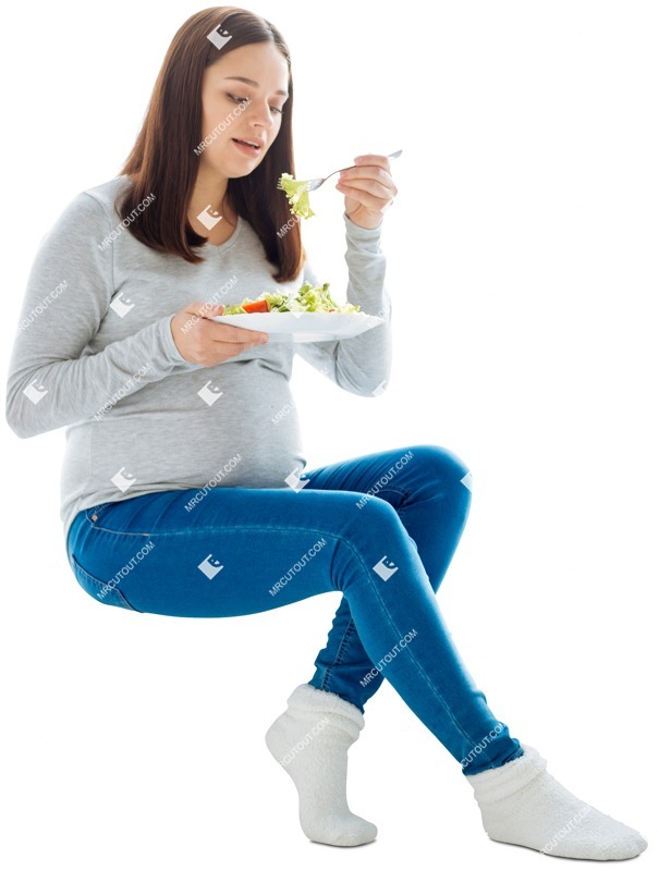 Woman eating seated people png (4665)