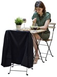 Cut out people - Woman Eating Seated 0010 | MrCutout.com - miniature