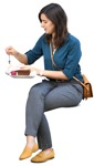 Woman eating seated human png (9038) - miniature
