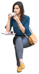 Woman eating seated human png (9039) - miniature