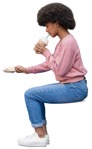 Woman eating seated photoshop people (11899) | MrCutout.com - miniature
