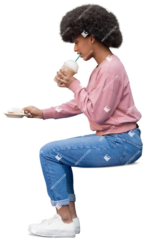 Woman eating seated photoshop people (12281)