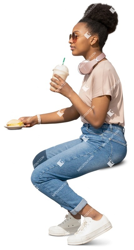 Woman eating seated human png (10868)