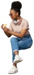 Woman eating seated human png (10867) - miniature