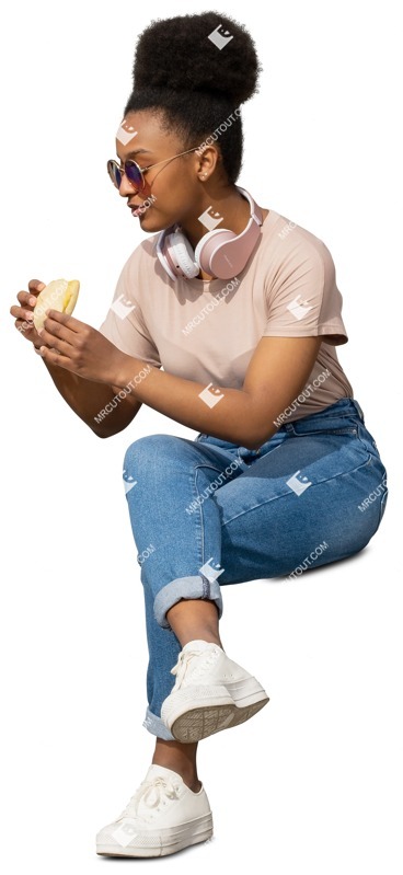Woman eating seated human png (10867)