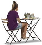 Cut out Teenager Woman Chair Object Table 0001 | MrCutout.com - miniature