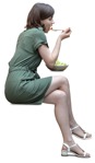 Woman eating seated person png (12095) - miniature