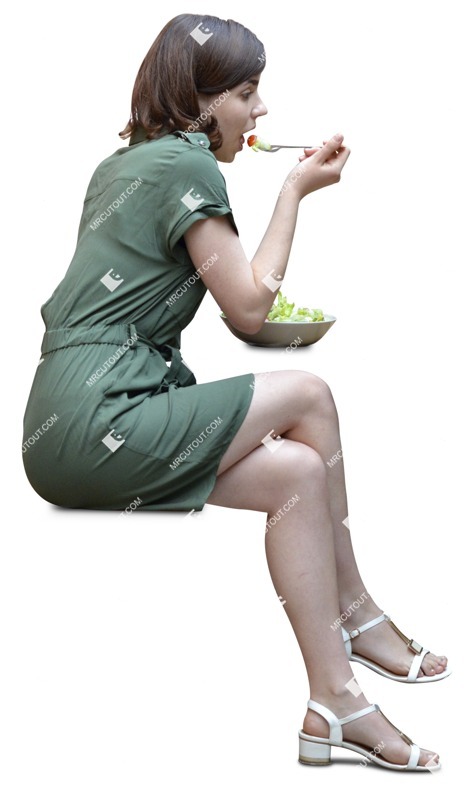 Woman eating seated person png (12095)