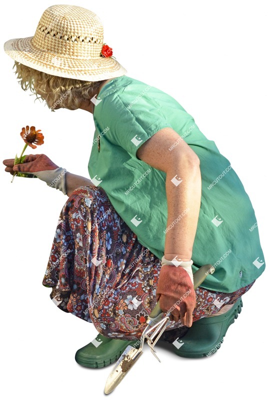 Woman gardening cut out people (3308)