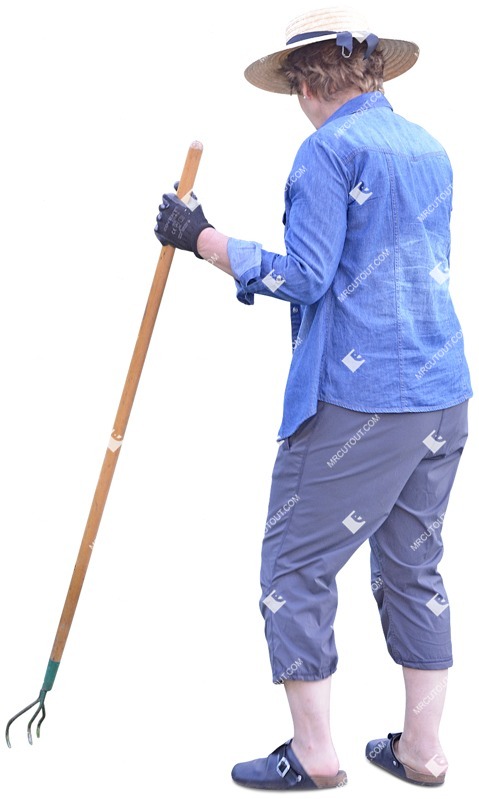 Woman gardening cut out people (3411)