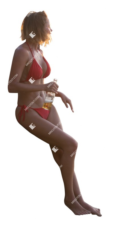 Woman in a swimsuit drinking cut out people (5744)