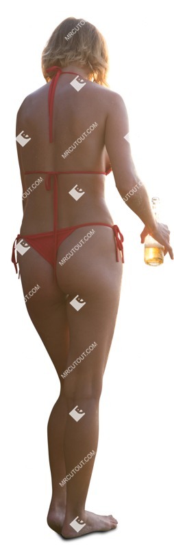 Woman in a swimsuit drinking cut out people (5741)